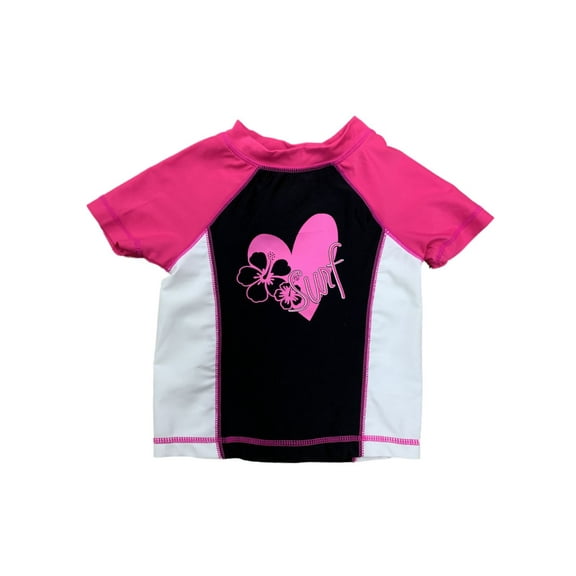 Joe Boxer Girls Pink & Black Surf Rash Guard Swimming Suit Bathing Suit Top S