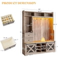 thumbnail image 3 of VANACC Farmhouse Hall Tree with Bench and Shoe Cabinet, LED Entryway Organizer, Rustic Grey, 3 of 9