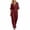 Wine, variant on Women's Solid Color Cotton Linen Jumpsuits Tighten Waist Zipper V Neck Wide Leg One Piece Jumpsuit Loose Flowy Three Quarter Sleeve Rompers with Pockets