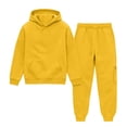 thumbnail image 6 of Ulanda Boys 2 Piece Outfits Sweatsuit Hoodie and Sweatpants Tracksuit Athletic Jogger Sets Toddler Kids Matching Sets (Yellow, 6-7 Years), 6 of 6