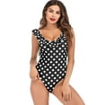 thumbnail image 4 of SAYFUT Women's Swimwear Classic Ruffled Round Neck One Piece Swimsuit Bikini Sexy Dot Point Print Bathing Suit Black/Red, 4 of 7