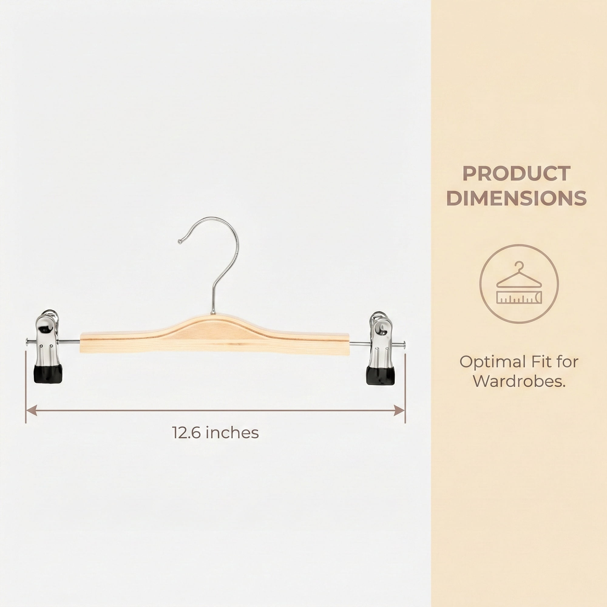 Unique Bargains 2 Pcs Wood Non-Slip Great Hangers with Clips for Closet Natural 12.6inch
