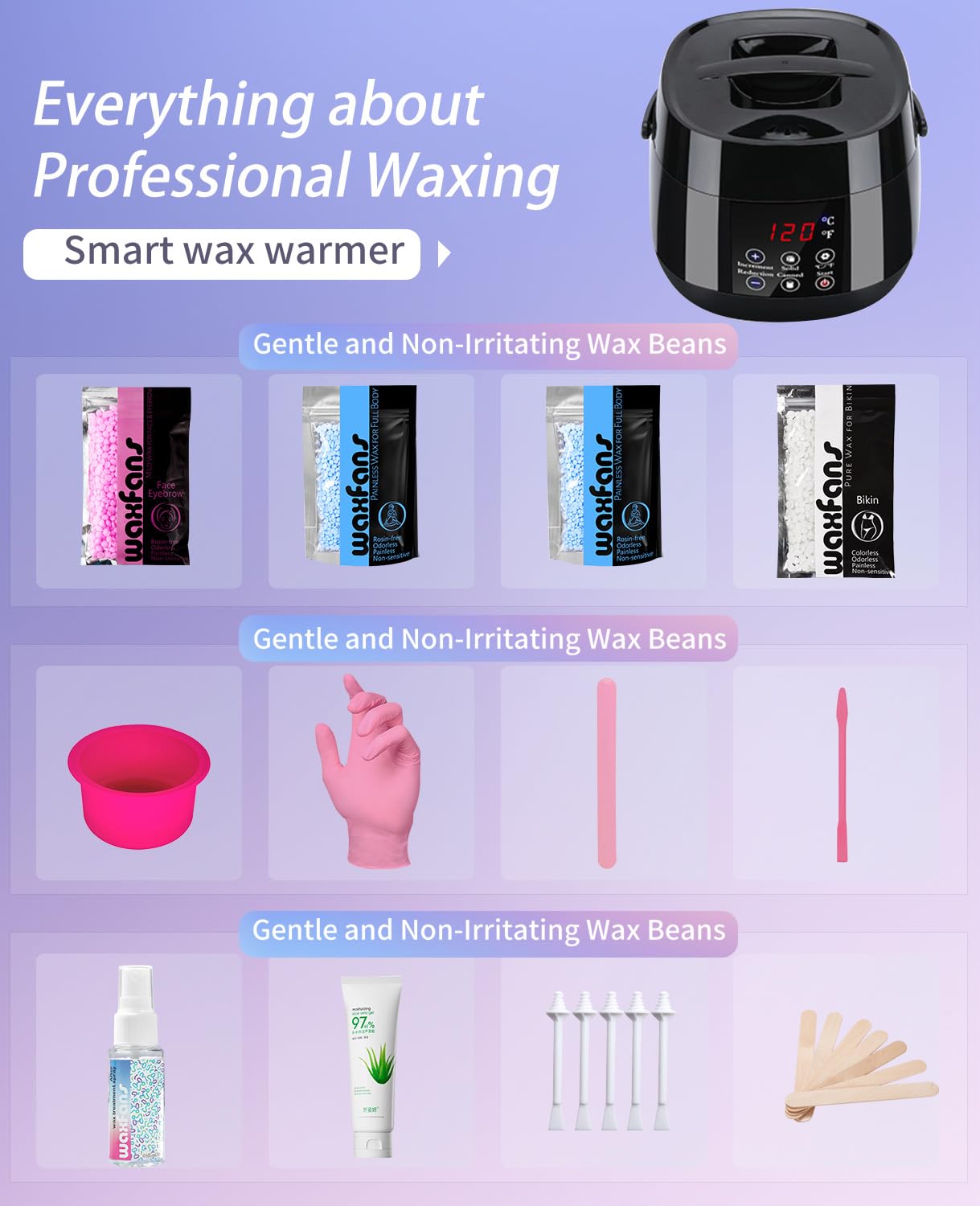 Waxfans Waxing Kit, at Home Waxing Kit for Women,Wax Machine for Hair Removal