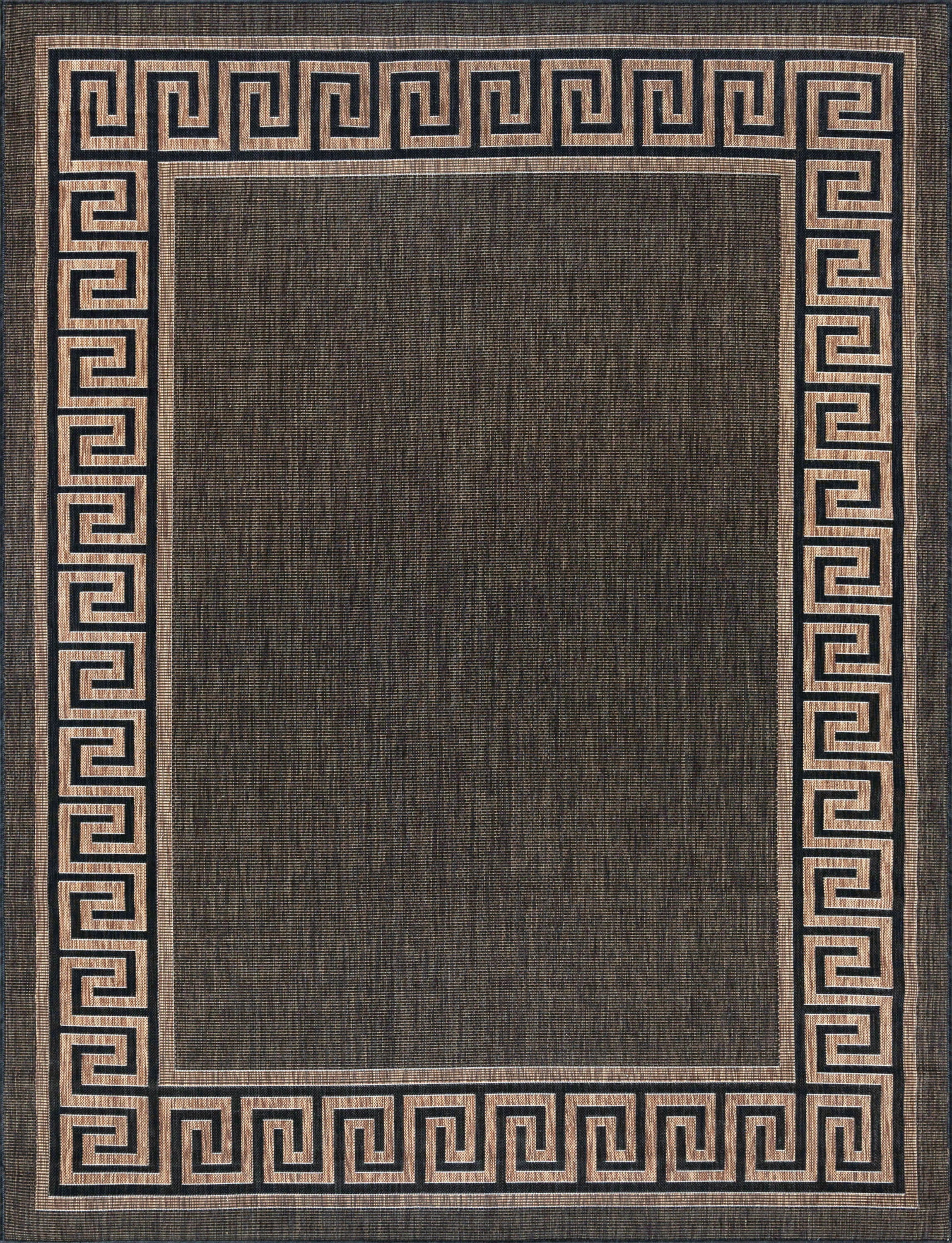 4x6 Water Resistant, Indoor Outdoor Rugs for Patios, Front Door Entry, Entryway, Deck, Porch, Balcony | Outside Area Rug for Patio | Gold, Greek Key | Size: 4' x 5'3''