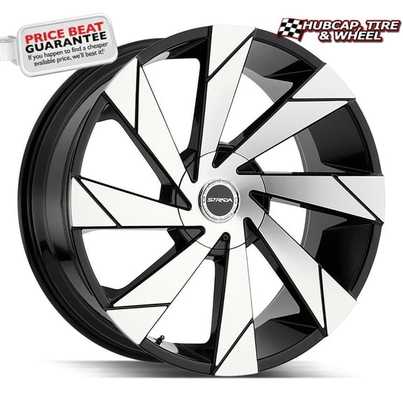 Strada Moto 24X10 Gloss Black Machined Custom Wheel- 5x115 Bolt Pattern, 15mm Offset