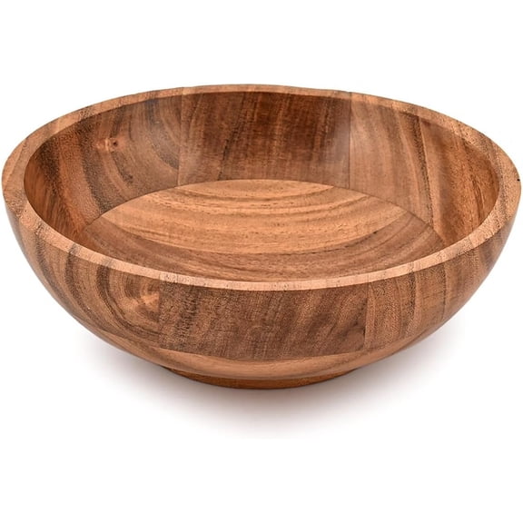 Decorative Wooden Bowl for Living Room Decor - Hand Carved Acacia Bowl, Centerpiece Accent, Rustic Coffee Table Decor, Entryway Table Decoration (7" X 7" X 3")