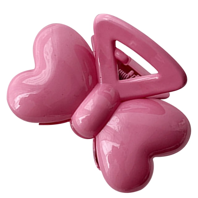 Pinza para el pelo con lazo, agarre fuerte, accesorios bonitos de Color puro, pasador de garra para el pelo de resina para niñas y mujeres, rosa