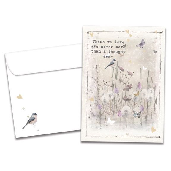 Tree-Free Greetings Sympathy Greeting Card, 100% Recycled Paper, 5 x 7, Just a Thought Away (GO69235)