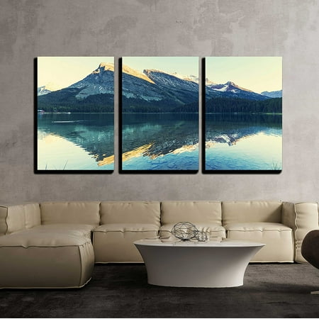 wall26 - 3 Piece Canvas Wall Art - Bowman Lake in Glacier National Park, Montana, USA - Modern Home Decor Stretched and Framed Ready to Hang - 24