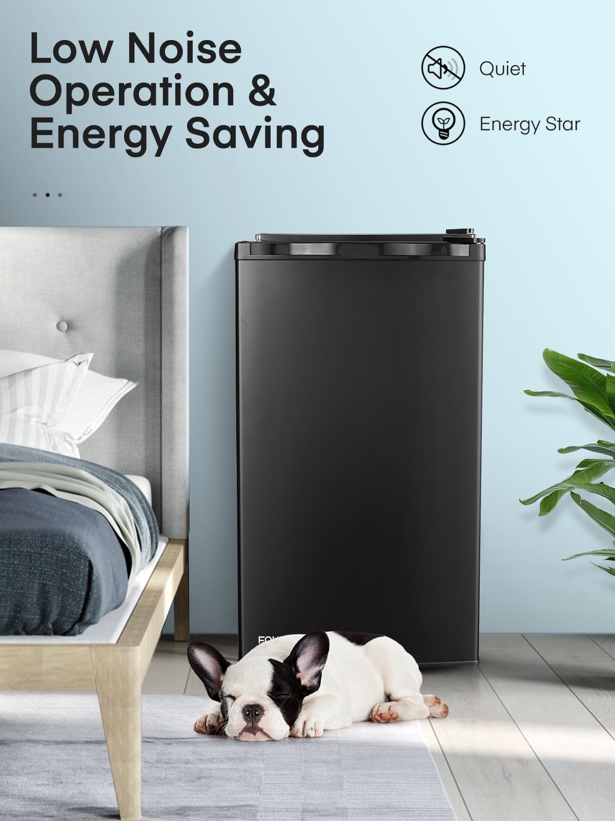 3.2 Cu. ft Refrigerator for Home, Fridge with Freezer for Bedroom, 31"D x 18"W x 19"H, Black