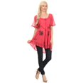 thumbnail image 5 of Sakkas Albina Island Relaxed Fit Embroidery Cap Sleeves Blouse / Top - Melon - One Size, 5 of 5