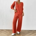 thumbnail image 3 of Besolor Women's 2 Piece Fall Knit Sweater Set Long Sleeve V Neck Tops Wide Leg Pants Loungewear Sets Winter Clothes, 3 of 8