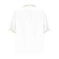 thumbnail image 6 of Women's Embroidered Tops Button down Short Sleeve Shirts Causal Summer Solid Color Blouses Floral Loose Soft Tees (XL, White), 6 of 7