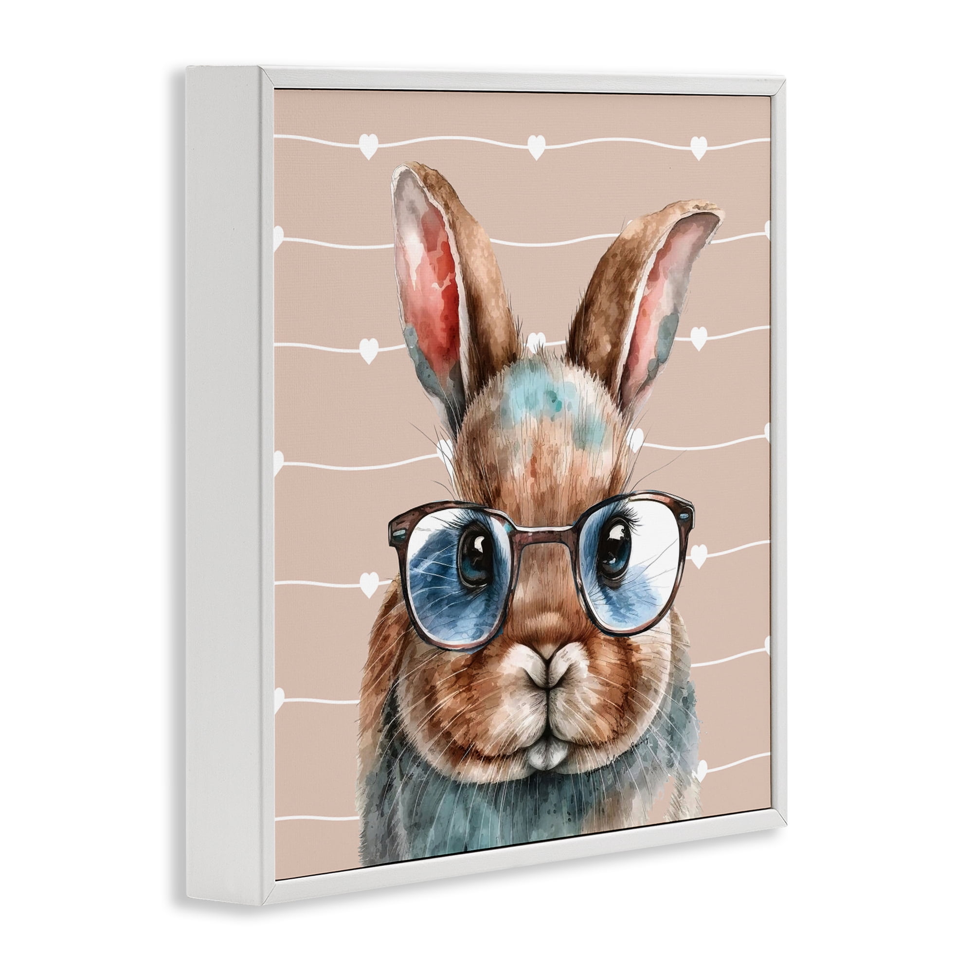 Stupell Industries Buster Rabbit with Specs White Framed Giclee Art, design by Yvonne Coleman Burney