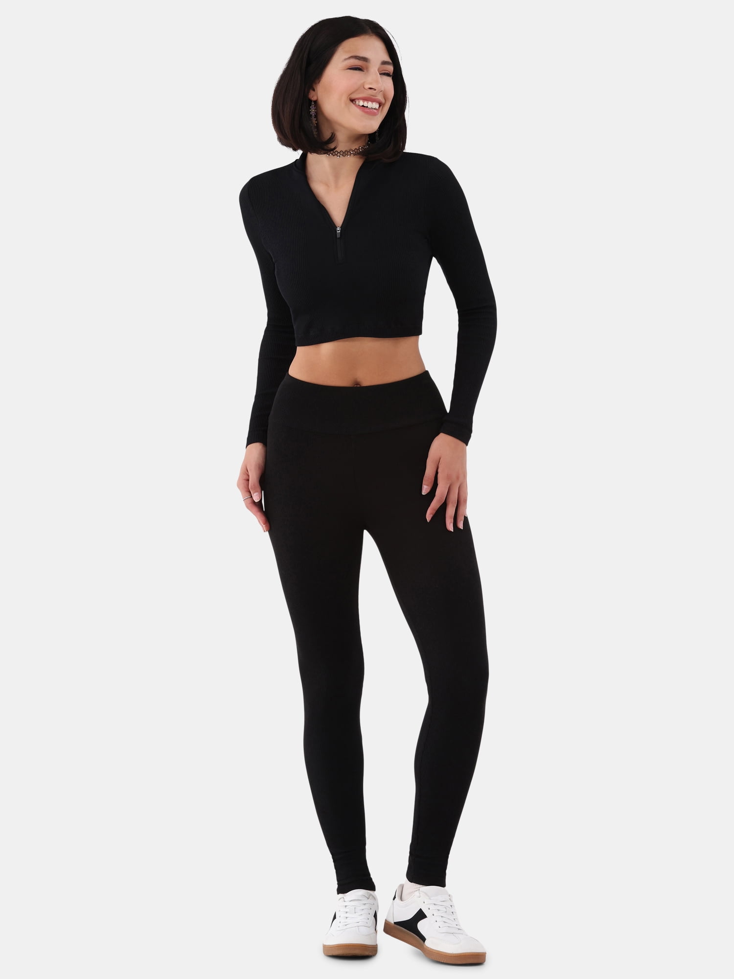 No Boundaries Ribbed Ankle Leggings, 27.5'' Inseam, Women's