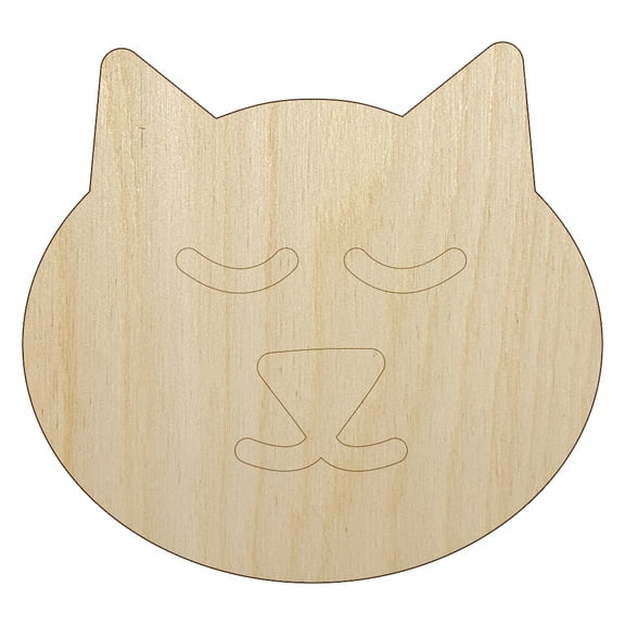 Cat Face Wood Shape Unfinished Piece Cutout Craft DIY Projects - 4.70 Inch Size - 1/8 Inch Thick