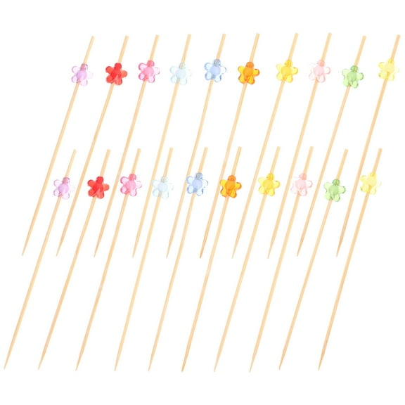 RUNROTOO Fruit Picks Assorted Color 100Pcs 5.31X0.12X0.12in Acrylic