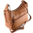thumbnail image 4 of Women's Genuine Leather Purse Adjustable Strap Mid Size Multi Pocket Shoulder Bag (Light Brown), 4 of 6