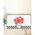 thumbnail image 4 of Shag Bath Rugs Red Poppy Flower Watercolor Floral Plush Soft Fluffy Doormat Floor Carpet,Non-Slip Living Room Bedroom Kitchen Entryway Door Mats Farmhouse Black White Plaid, 4 of 6