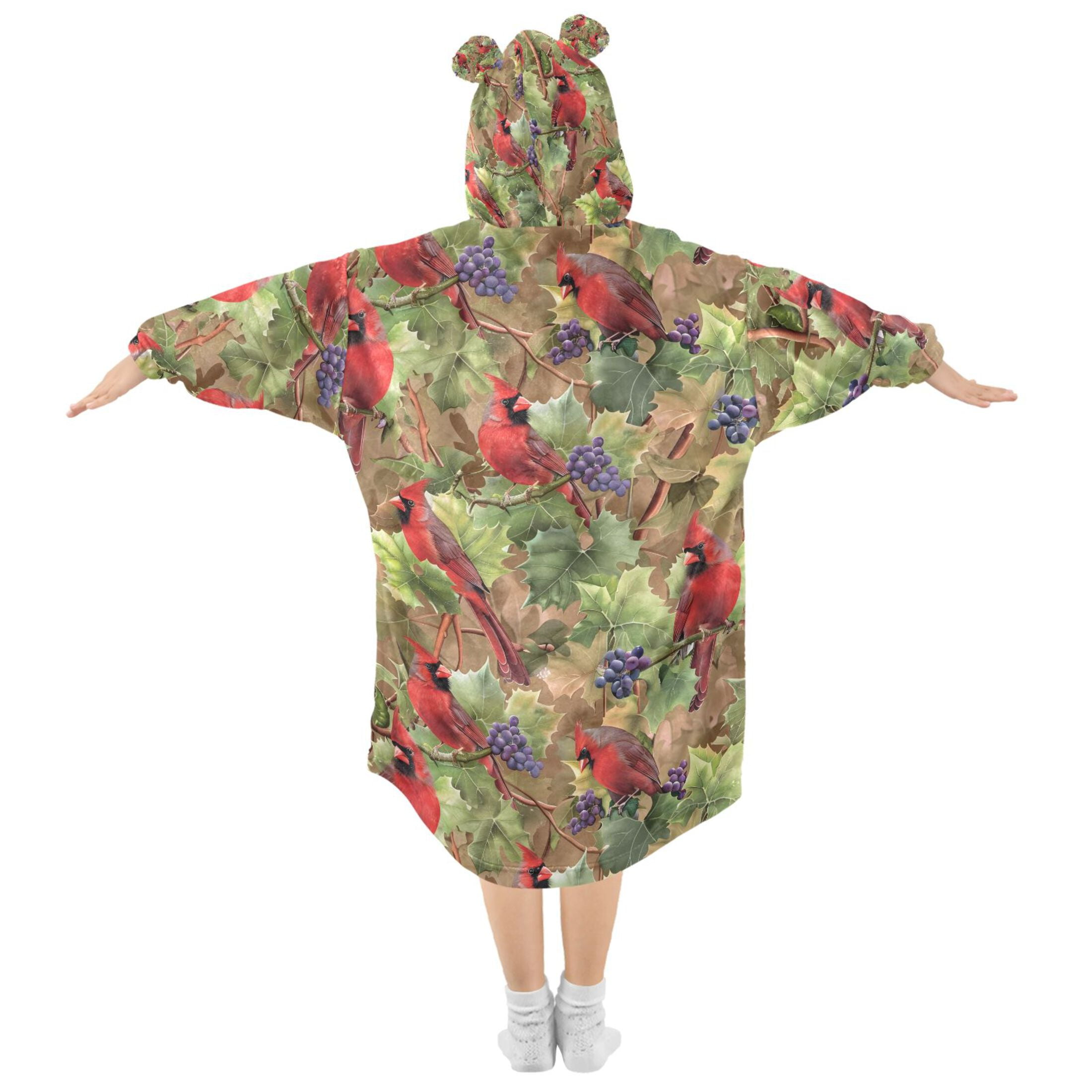 joogoo Wearable Blanket Hoodie for Cardinal and Grapes Flannel Sherpa Pocket 3-14 YR S