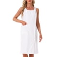 thumbnail image 1 of Inspire Chic Bata de baño para mujer, toalla de ducha, con tirantes, vestido sin mangas, con botones y bolsillos, spa XL, blanco, 1 of 6