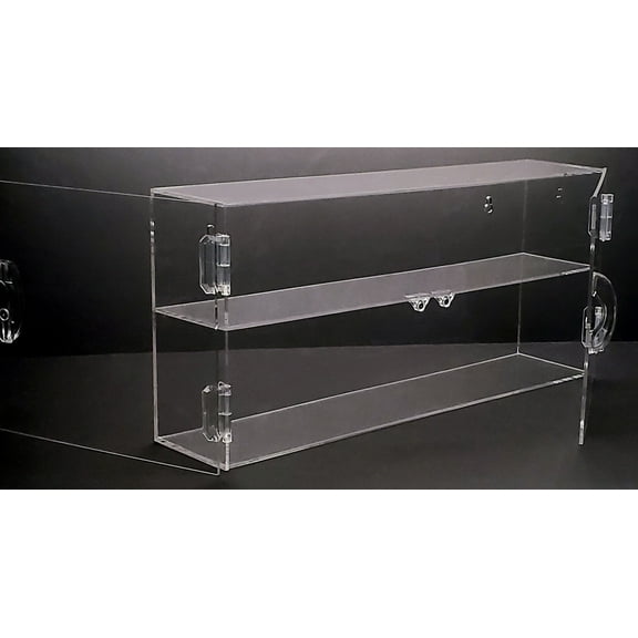 T'z Tagz Clear Acrylic Display Case 2 Shelf Wall Mount or Countertop Box Cabinet