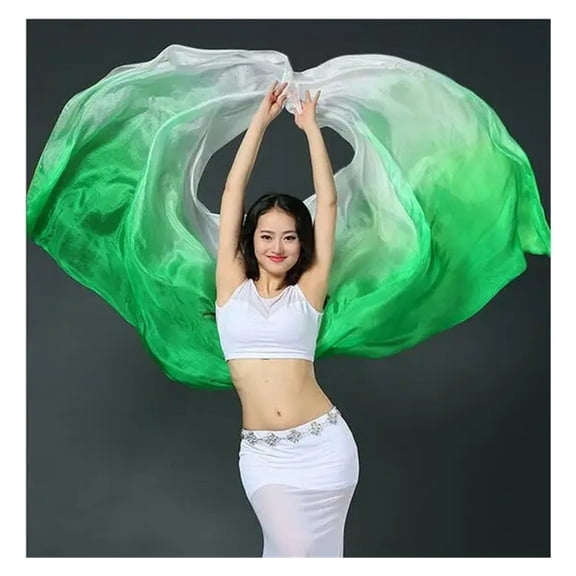 Real Silk Belly Dance Silk Veil For Belly Dancers Hand Throw Shawl 250*114cm(98.4*44.8") Gradient Color