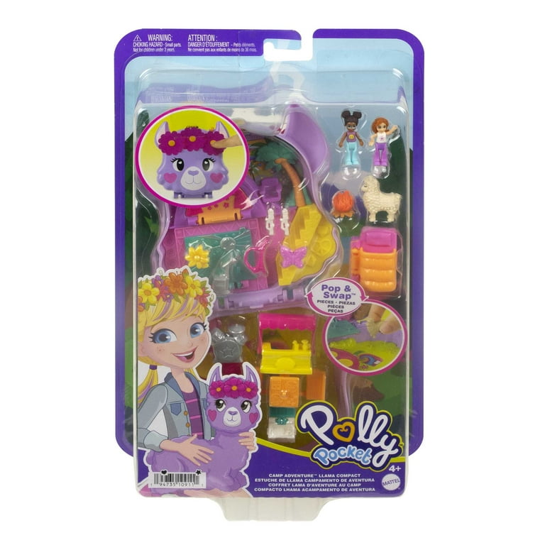 Polly Pocket Llama Music Party Compact, Travel Toy with 2 Micro Dolls & Pet  Llamas, Outdoor Playset 