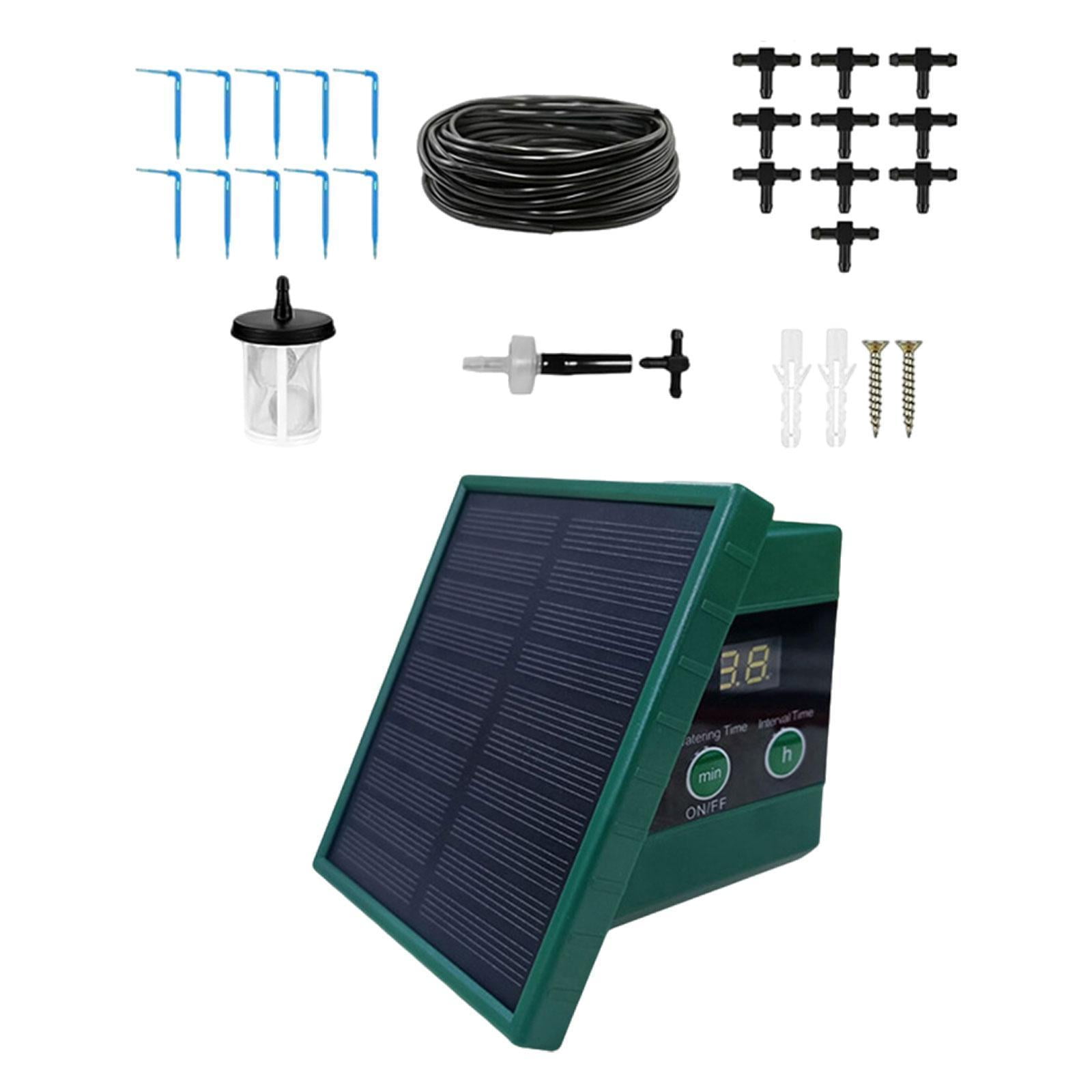 oshhni Solar Drip Irrigation System Kit Flower Pot Garden Houseplant Anti Siphoning