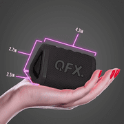 مكبر صوت بلوتوث Qfx متين ومحمول ومقاوم للماء، شحن سريع، أسود