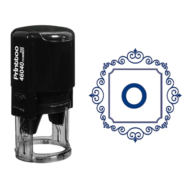 Printtoo O Alphabet Monogram Initial Square Swirl Border Office Stationary R-40 Self Inking Rubber Stamp