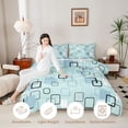 thumbnail image 4 of Castle Fairy Abstract Square Full Size Comforter Sets 3-Piece,Minimalism Frame Shape Bedding Comforter Set,Sky Blue Pale Cyan,Reversible,1 Comforter and 2 Pillowcases, 4 of 6