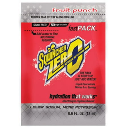 Liquid Stuff Fruit Punch - Sqwincher .6 Ounce Fast PackZERO Liquid Concentrate Packet Fruit Punch Lite Electrolyte Drink - Yields 6 Ounces (50 Single Serving Packets Per Box)