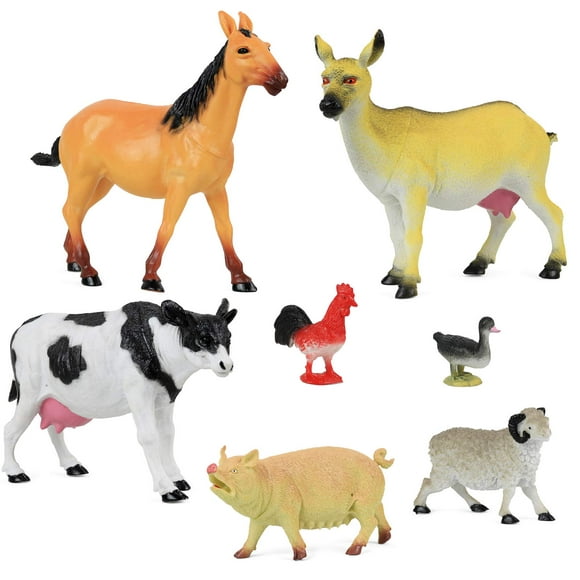 Click N' Play Figurine d'Animal de Ferme Jumbo, Assorti 7Piece Animaux de Ferme en Plastique Réaliste Conçu pour les Enfants et les Tout-Petits