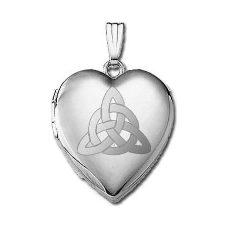PicturesOnGold.com Sterling Silver Sweetheart Celtic Trinity Locket 3/4 Inch X 3/4 Inch