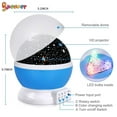 thumbnail image 5 of Spencer Star Moon LED Night Light Projector, 360 Degree Rotating Night Lighting Lamp 4 LED Bulbs Changing Light Bedroom Living Room Decor Gift for Women Children Kids "Blue", 5 of 10