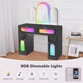 thumbnail image 4 of Hironpal Vanity Desk with Arched Tri-folding Mirror and Lights, Makeup Dressing Table with Adjustable Brightness and Storage Space for Women Girls Gift, 4 of 7