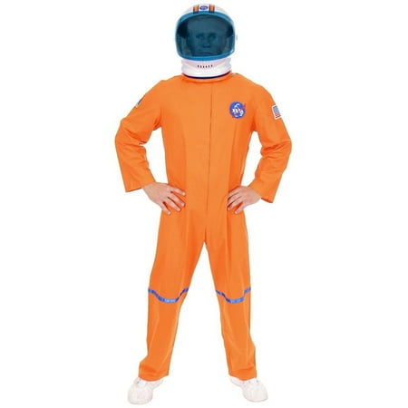 Adult Men's Orange NASA Astronaut Space Suit Costume And Helmet Bundle