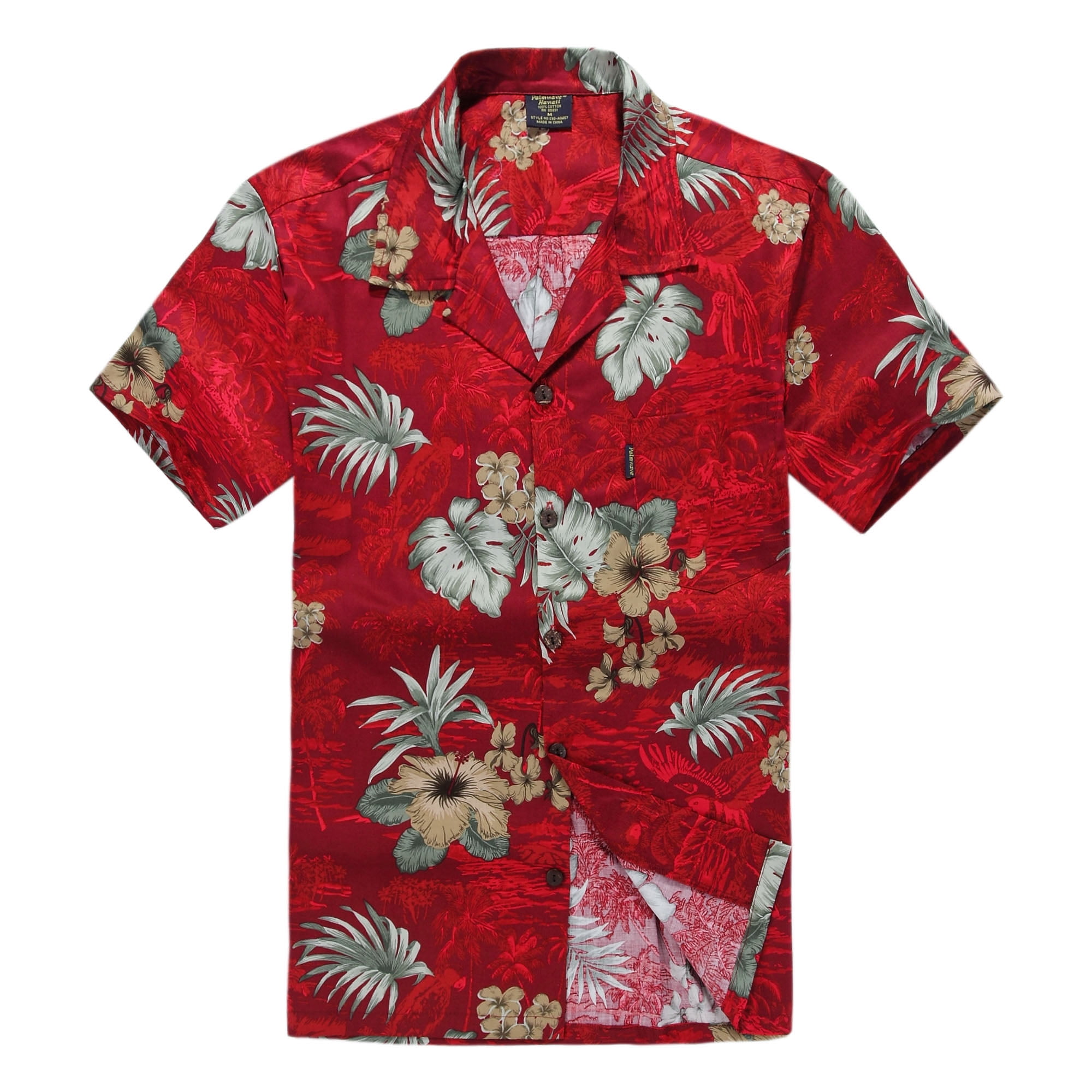 Hawaiian Shirt Aloha Shirt in Burgundy Palm Tree - Walmart.com
