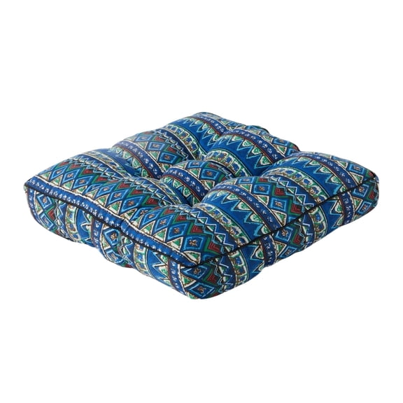 Golyzmt 20x20 Inch Bohemian Floor Pillow Thick Seat Cushion Multipurpose Yoga Meditation Pad for Indoor Outdoor Garden Home Office, Blue