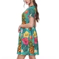 thumbnail image 2 of Balery Pineapple Vestidos sueltos de manga corta para mujer, vestidos de verano 2025, vestidos casuales de corte A con vuelo., 2 of 6
