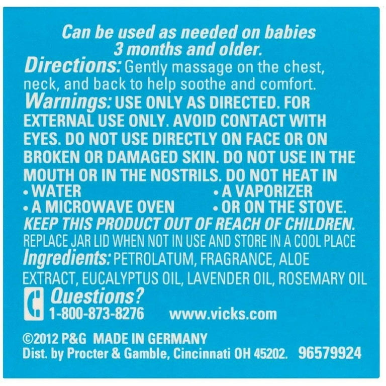 Vicks baby store rub warning