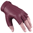 thumbnail image 3 of Women Genuine Soft Sheepskin Leather Half Finger Driving Glove Burgundy, 3 of 7