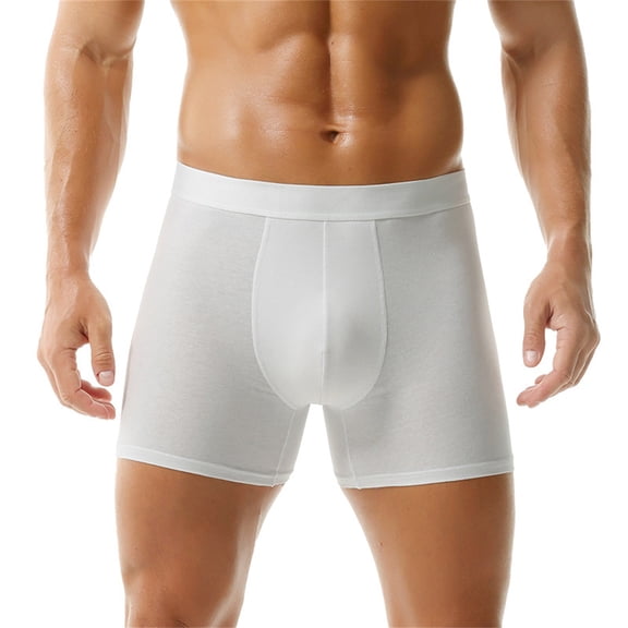 Domuza Mens Underwear Boxer Briefs, Cool & Breathable Cotton Moisture-Wicking Underwear White L