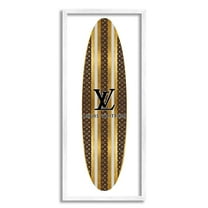 Stupell Industries Glam Stripes Pattern Designer Fashion Emblem Surfboard Framed Wall Art, 10 x 24, Design by Madeline Blake
