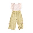 thumbnail image 2 of DAETIROS Outfit Sets for Girls-Casual Comfy Ruffled Shirt and Loose Pants Girls Summer Clothes Green Size 4-5 Years, 2 of 6