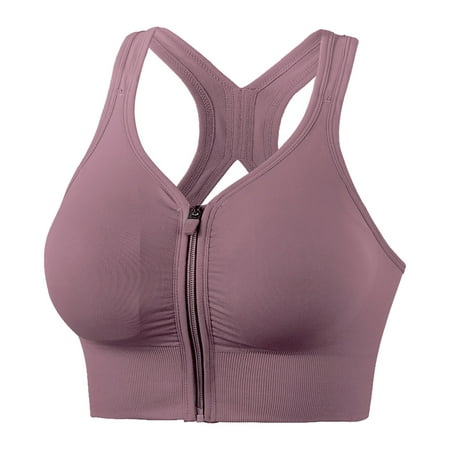 

Cathalem Expensive Clothes for Women underwear Women s vest rimless zipper Sports yoga Underwear Women Crop Bra Underwear Purple X-Large