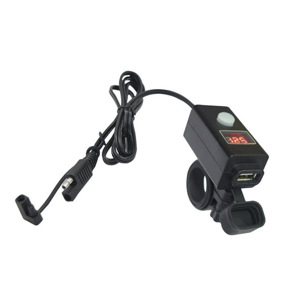 1x 200g Motorcycle SAE to USB Cable Charger With Hidden LED Voltmeter Display Adapter Clamp