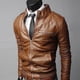 thumbnail image 2 of Chamarra Vini Piel De Hombre Slim Fit Talla M Estilo Biker Cazadora color Café IQ Store Slim Fit, 2 of 2