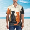 thumbnail image 2 of Sikiie Four Cats Watching Rain Print Men's Hawaiian Shirt, Summer Beach Button Pocket Short Sleeve T-Shirt,3X-Large, 2 of 7